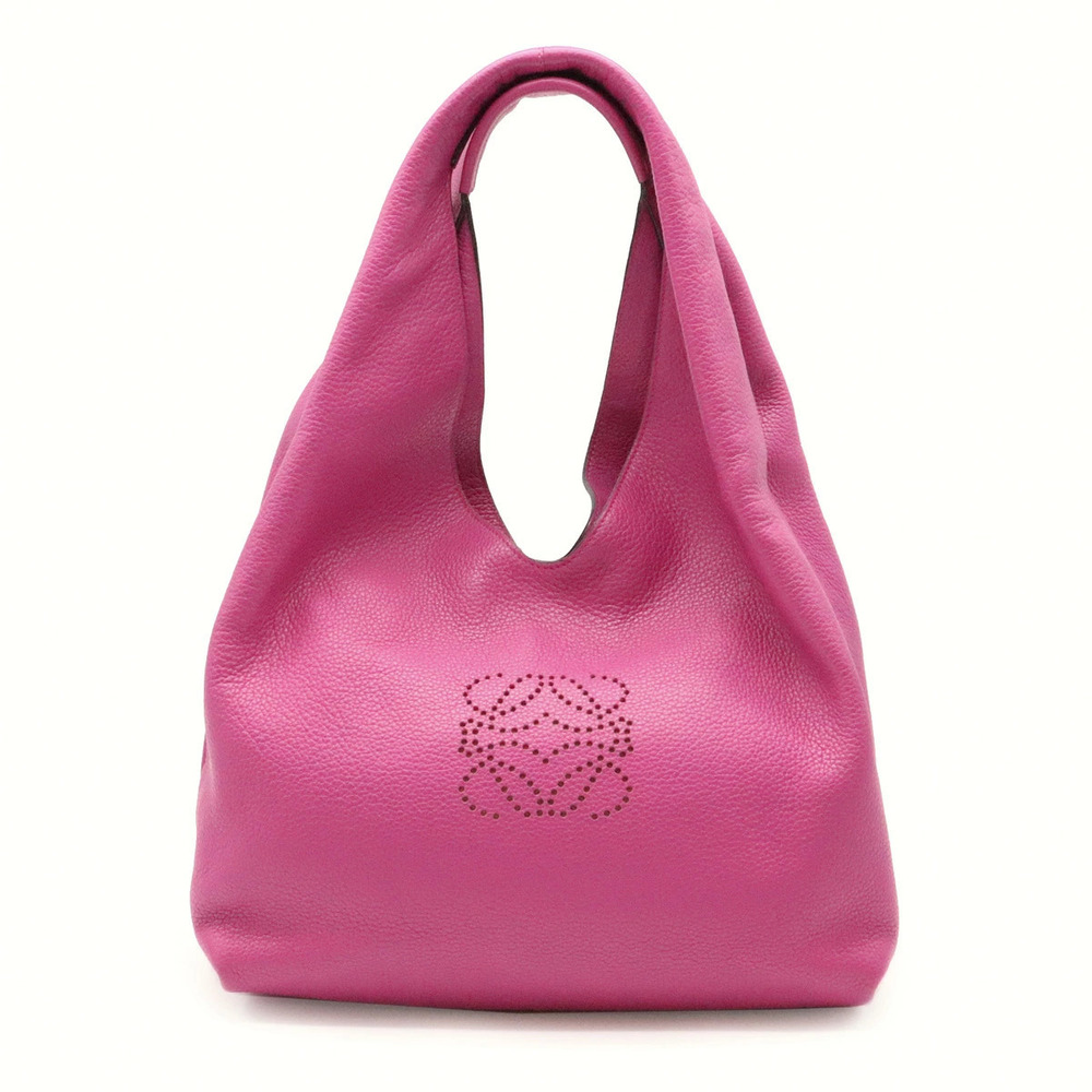 Loewe Anagram Perforated Tote Bag Shoulder Leather Purple Pink Tones